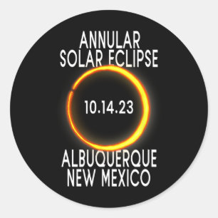 Pegatina Redonda Eclipse solar anual T - Albuquerque Nuevo México
