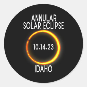 Pegatina Redonda Eclipse solar anual T - Idaho