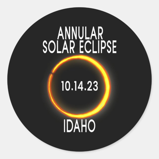 Pegatina Redonda Eclipse solar anual T - Idaho (Anverso)