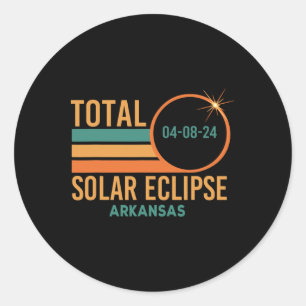Pegatina Redonda Eclipse solar Arkansas Abril 8 2024 Total