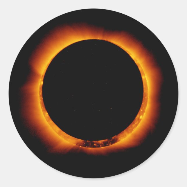 Pegatina Redonda Eclipse solar casi total (Anverso)