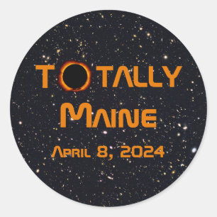 Pegatina Redonda Eclipse solar de 2024 totalmente de mantenimiento