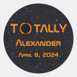 Pegatina Redonda Eclipse solar de 2024 totalmente personal