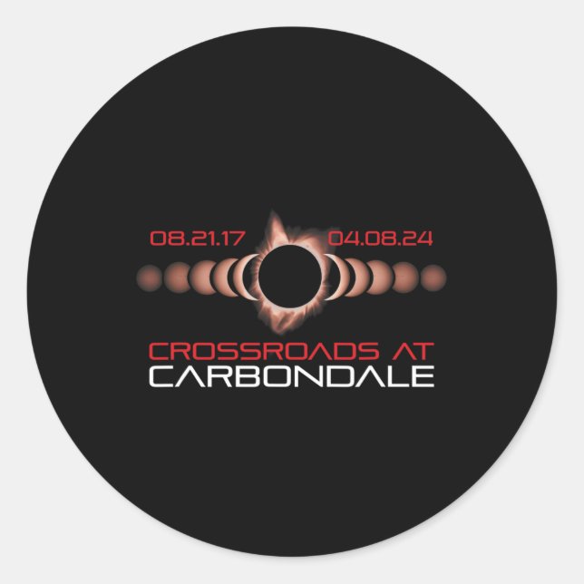 Pegatina Redonda Eclipse solar de Carbondale Illinois 2024 (Anverso)