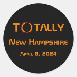 Pegatina Redonda Eclipse solar de New Hampshire 2024