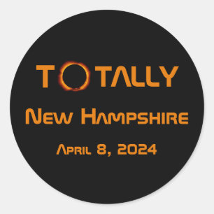 Pegatina Redonda Eclipse solar de New Hampshire 2024