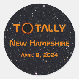 Pegatina Redonda Eclipse solar de New Hampshire 2024