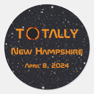 Pegatina Redonda Eclipse solar de New Hampshire 2024