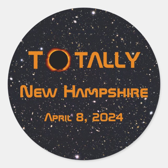 Pegatina Redonda Eclipse solar de New Hampshire 2024 (Anverso)