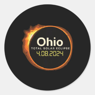 Pegatina Redonda Eclipse solar de Ohio 2024 Totalidad Abril 8 Hombr