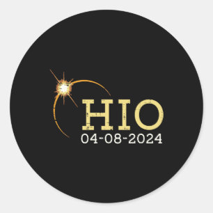 Pegatina Redonda Eclipse solar de Ohio 2024 Totalidad Abril 8 Mujer