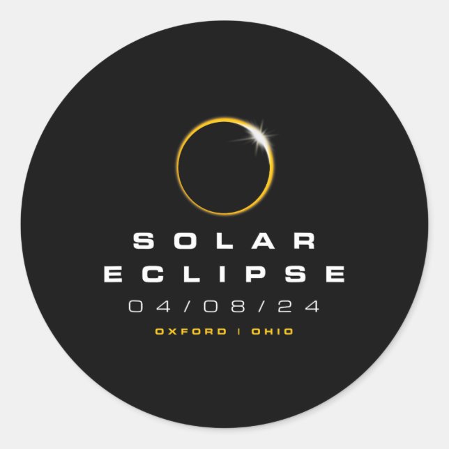 Pegatina Redonda Eclipse solar de Oxford Ohio (Anverso)