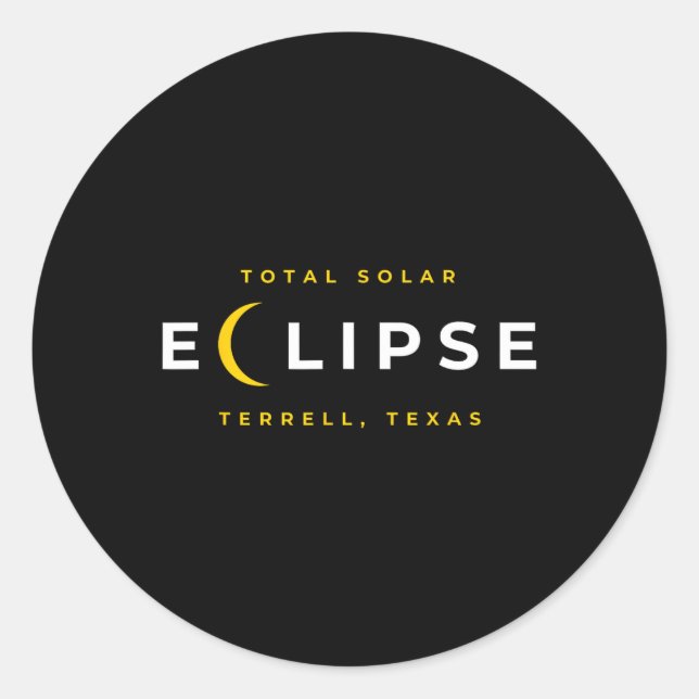 Pegatina Redonda Eclipse solar de Terrell Texas (Anverso)