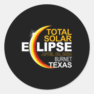 Pegatina Redonda Eclipse solar de Texas 2024 Totalidad de abril 8