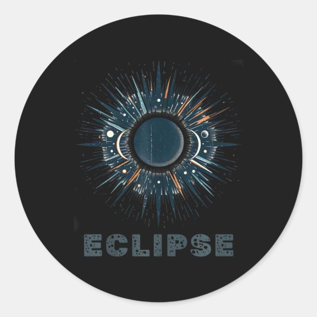 Pegatina Redonda Eclipse solar de vintage oficial (Anverso)
