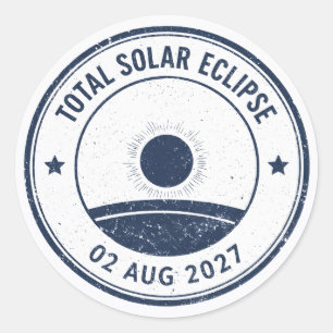 Pegatina Redonda Eclipse solar del 2 de agosto de 2027