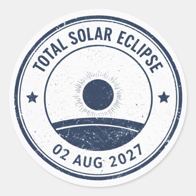 Pegatina Redonda Eclipse solar del 2 de agosto de 2027 (Anverso)