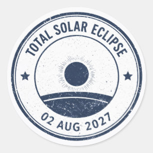 Pegatina Redonda Eclipse Solar del 2 de agosto de 2027