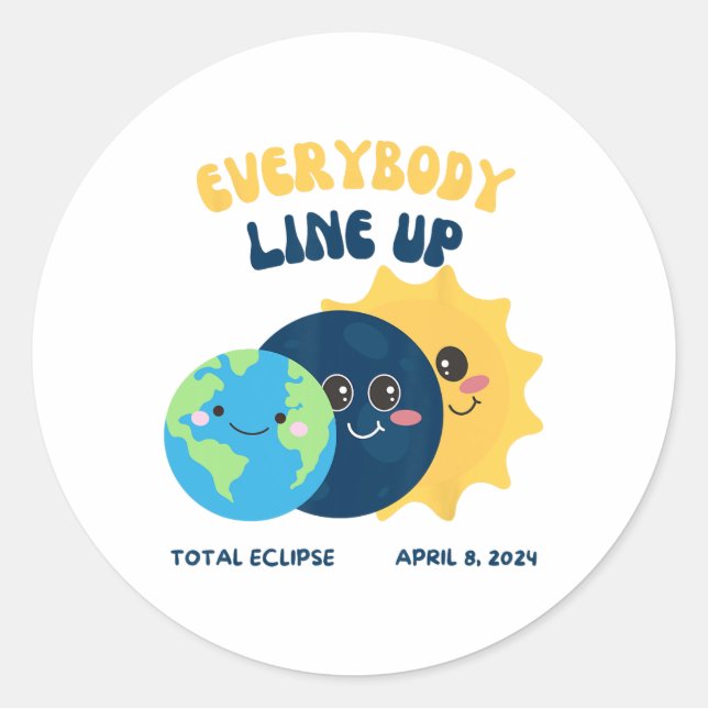 Pegatina Redonda Eclipse solar del profesor 8 de abril de 2024 Sol  (Anverso)