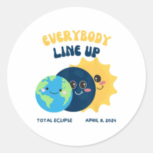 Pegatina Redonda Eclipse solar del profesor 8 de abril de 2024 Sol 
