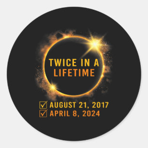 Pegatina Redonda Eclipse Solar Dos Veces En Eclipse Solar 2024