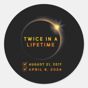 Pegatina Redonda Eclipse Solar Dos Veces En Eclipse Solar 2024