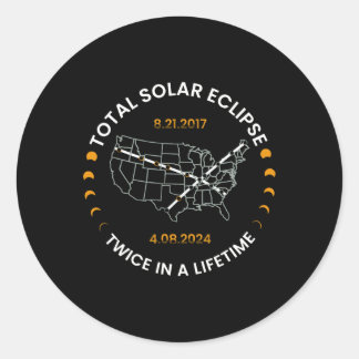 Pegatina Redonda Eclipse Solar Dos Veces En La Vida 2024 Total Sola