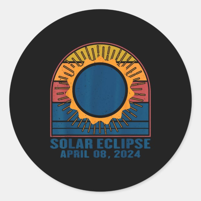 Pegatina Redonda Eclipse Solar Eclipse Total Eclipse Solar (Anverso)