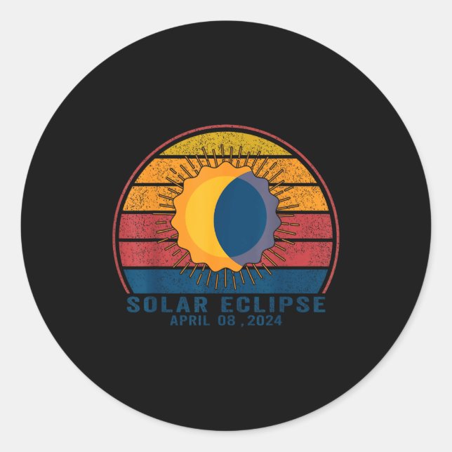 Pegatina Redonda Eclipse Solar Eclipse Total Solar (Anverso)