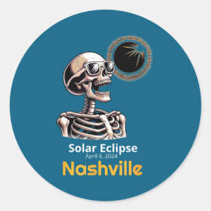 Pegatina Redonda Eclipse Solar Esquelético Nashville Indiana