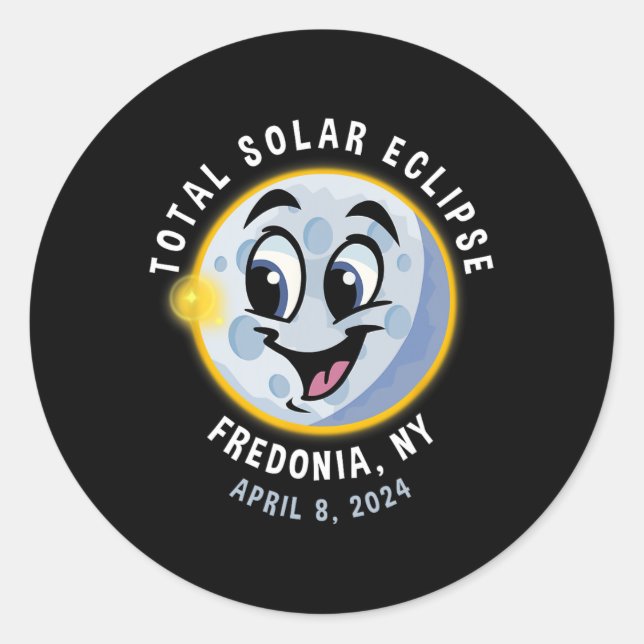 Pegatina Redonda Eclipse solar lindo de Nueva York 8 de abril de 20 (Anverso)