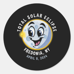 Pegatina Redonda Eclipse solar lindo de Nueva York 8 de abril de 20