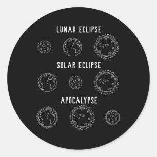 Pegatina Redonda Eclipse solar lunar astronomía apocalíptica cienci