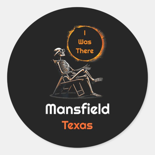 Pegatina Redonda Eclipse Solar Mansfield Texas Allí (Anverso)