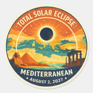 Pegatina Redonda Eclipse solar mediterráneo de 2027