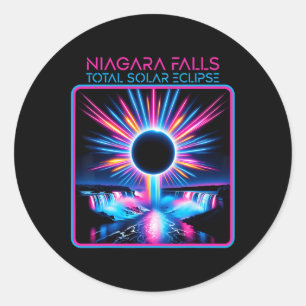 Pegatina Redonda Eclipse solar Niagara Cae Evento de Totalidad Souv