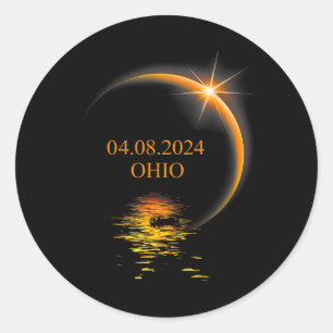 Pegatina Redonda Eclipse solar Ohio Estados Unidos Totalidad 1