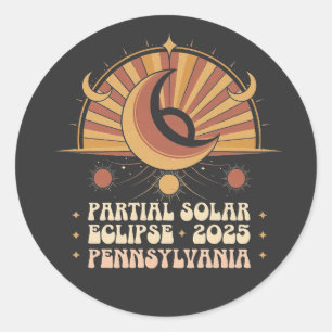 Pegatina Redonda Eclipse solar parcial Pennsylvania 2025