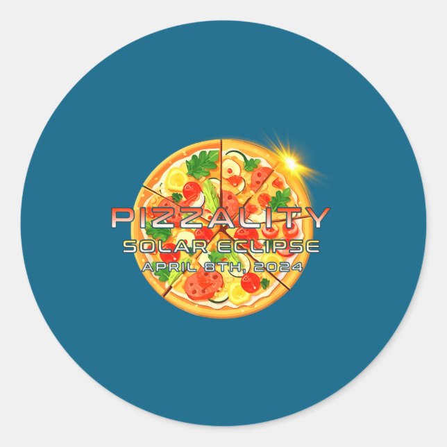 Pegatina Redonda Eclipse Solar Pizzality Eclipse Pizza (Anverso)
