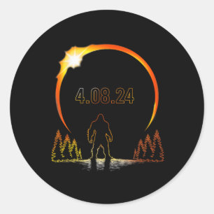 Pegatina Redonda Eclipse solar saquatch Totalidad 2024 Eclipse