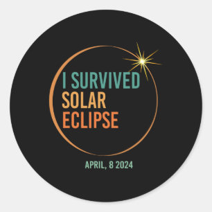 Pegatina Redonda Eclipse solar sobrevivido 8 de abril de 2024 Graci