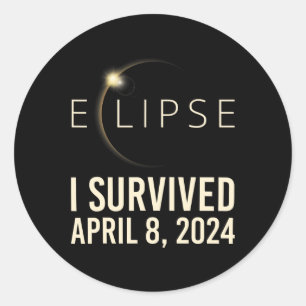 Pegatina Redonda Eclipse solar sobrevivido el 8 de abril de 2024 To