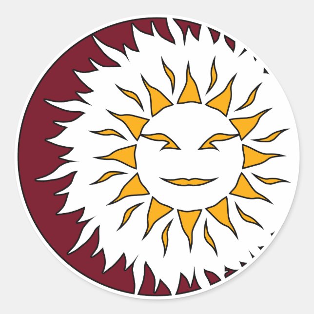 Pegatina Redonda Eclipse solar sonriente (Anverso)