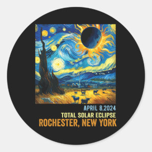 Pegatina Redonda Eclipse solar total 04.08.2024 Rochester
