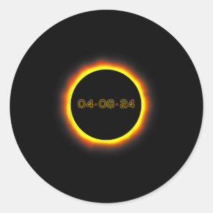 Pegatina Redonda Eclipse solar total 04.08.2024 Totalidad 1