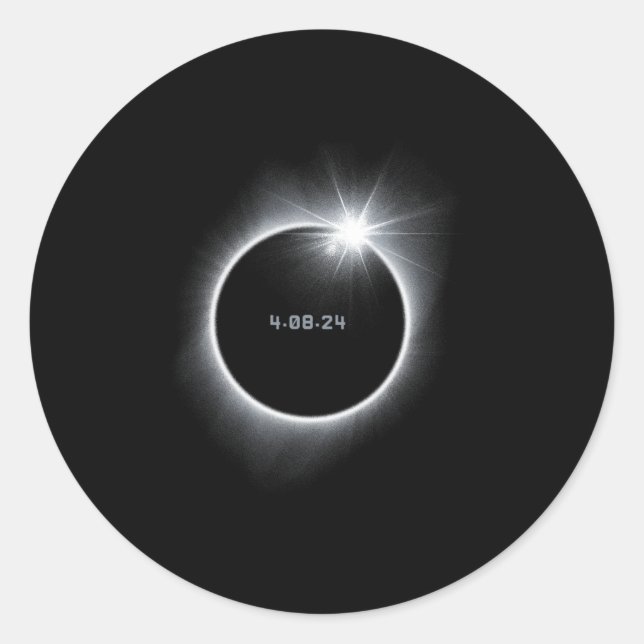Pegatina Redonda Eclipse solar total 2024 (Anverso)