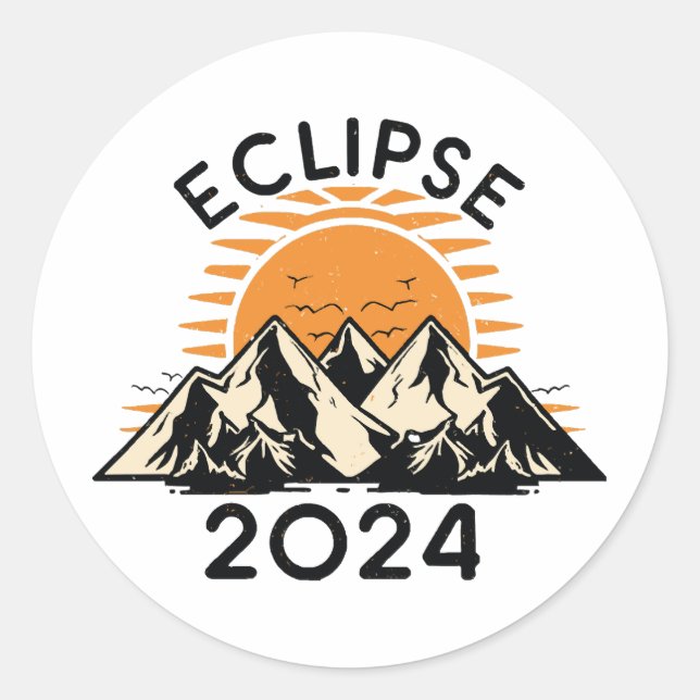 Pegatina Redonda Eclipse solar total 2024 (Anverso)