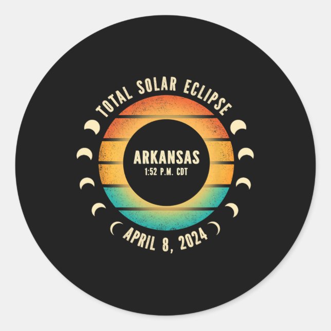 Pegatina Redonda Eclipse solar total 2024 (Anverso)