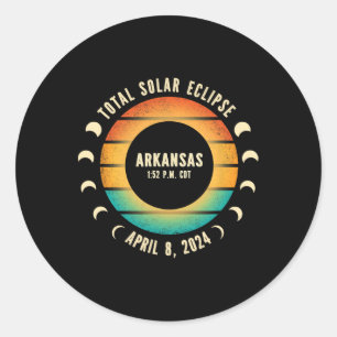 Pegatina Redonda Eclipse solar total 2024
