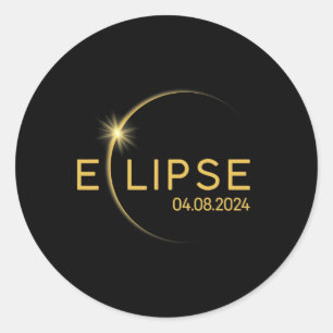 Pegatina Redonda Eclipse solar total 2024